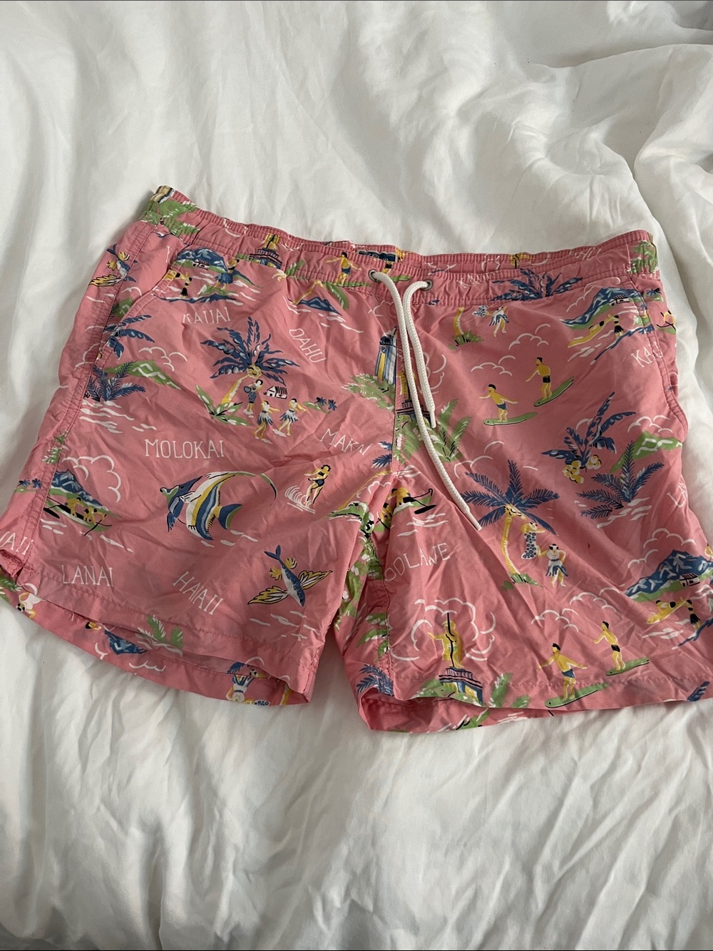 J. Crew Pink Tropical Print Men's Swim Board Shorts